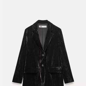 Zara Women's Black Velvet Coat